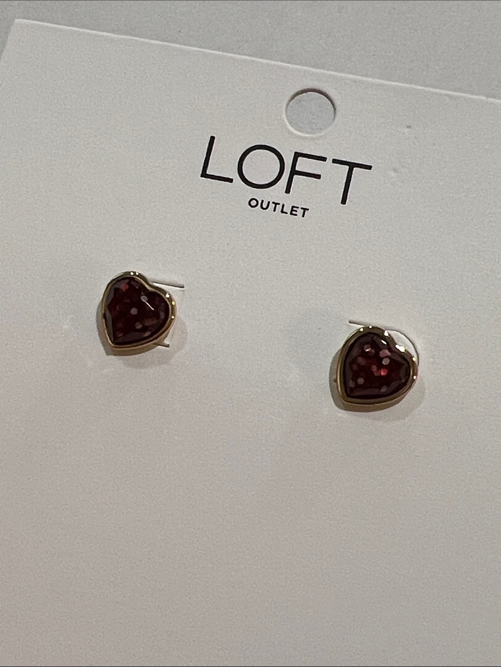 LOFT Gold-Tone Heart Stud Earrings with Burgundy Enamel